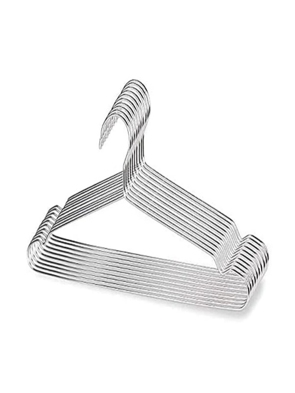 Grooved Metal Hangers Silver Color Minimalist Style Pack of 10